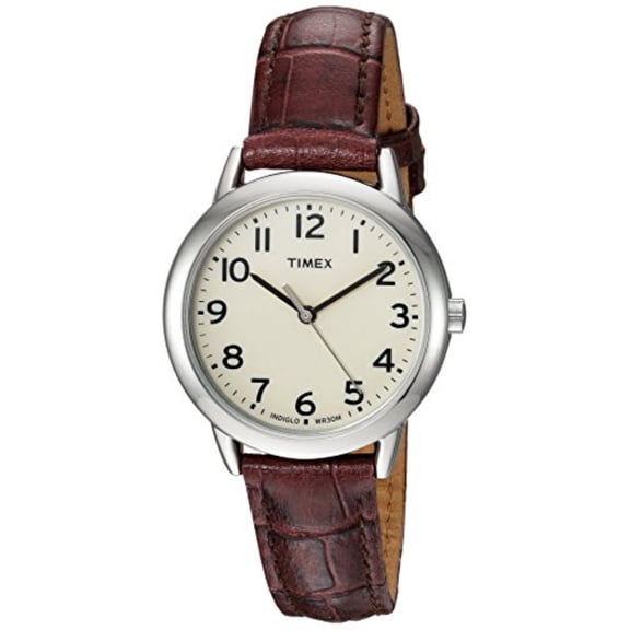 timex women's tw2r30300 easy reader 30mm croco pattern brown leather strap watch