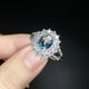 thumbnail image 2 of Anillo de diamante cuadrado con topacio azul pavo real chapado en plata 925, anillo de compromiso con piedras preciosas de promesa eterna, piedra preciosa de aguamarina para mujer, talla O, 2 of 4