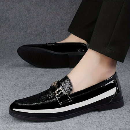 

SHZHRUKUNSHM Stylish Men‘s Textured Horsebit Loafer Slip On Shoes for Casual Spring and Summer Activities Non-slip Men‘s Shoes