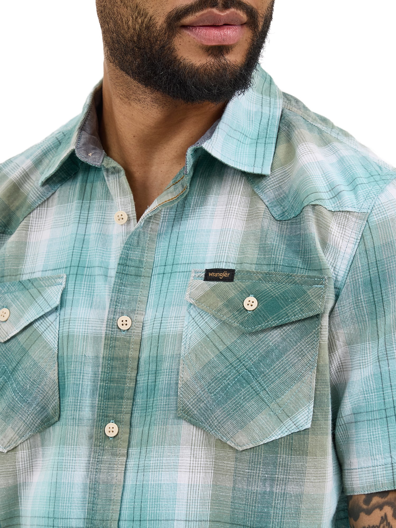 Wrangler® Men's Premium Short Sleeve Plaid Shirt, Sizes S-2XL
