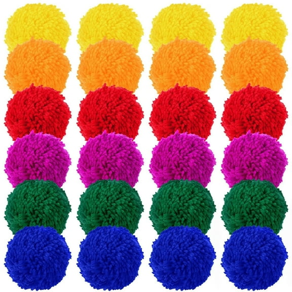 24 Pcs Kickballs Dodgeballs 4 Inches Soft Acrylic Yarn Dodgeballs Playground Balls Large Hand Ball Physical Education Equipment for Kids Adults Handball Outdoor Game Indoor Play, 6 Colors