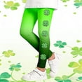 thumbnail image 2 of Bainana Girls St Patricks Day Printed Leggings Elastic Waist Tiper Leg Casual Yoga Pants Comfortable Stretch Little Girls Athletic Playwear Bottoms Green3 Size 6-7 Years, 2 of 6