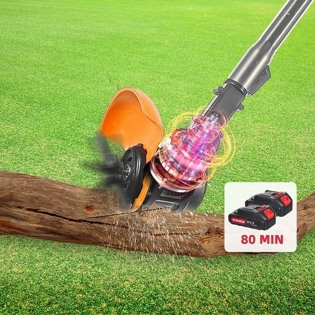 Paddsun Weed Wacker Grass Trimmer, 24V Cordless Weedeater Lightweight Electric Brush Cutter with 2 Batteries and Charger