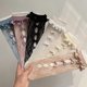 thumbnail image 2 of Calcetines hasta la pantorrilla de encaje Floral para mujer, medias de malla de satén con adornos con volantes y agujeros calados para decoración de lazo anudado de verano, 2 of 5
