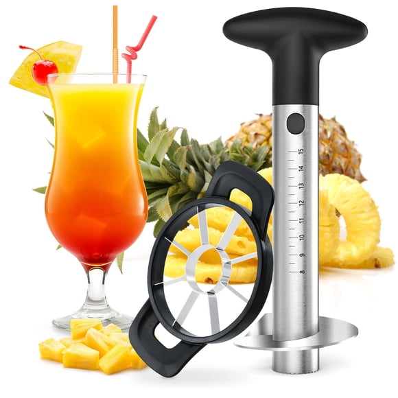 Cortador descorazonador de piña OOKUU de acero inoxidable con marca de medida
