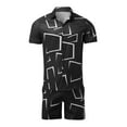 thumbnail image 3 of Swim Suit,Men's 2 Pieces Cotton Linen Set Henley Shirt Short Sleeve And Casual Beach Shorts Summer Yoga Outfits(Black,M), 3 of 4