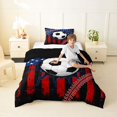 thumbnail image 4 of Manfei Soccer Football Twin Comforter Sets,Patriotic Us Flag Bedding Set,Red White,Black Reversible,2pcs,1 Comforter and 1 Pillowcase, 4 of 7
