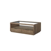 Bernards Transitional Elements Glass Top Cocktail Table - Cocoa