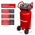thumbnail image 3 of CRAFTSMAN Air Compressor, 20 Gallon, 1.8 HP, Oil-Free Air Tools, Max 175 PSI Pressure, 2 Quick Coupler, Long Lifecycle Low Noise, Model: CMXECXA0232043, Red, 3 of 9
