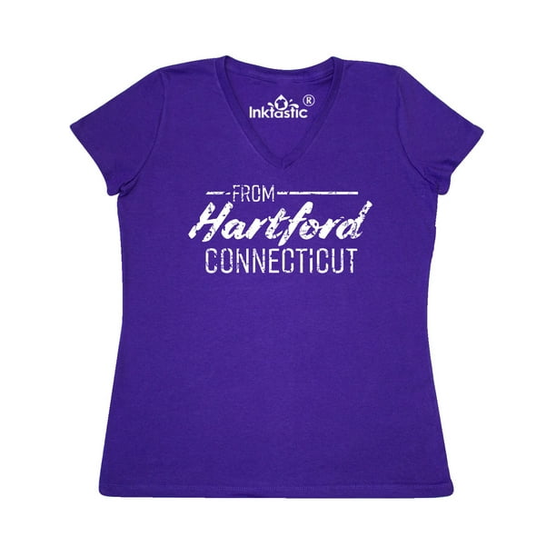 Inktastic From Hartford Connecticut In White Distressed Text Women S V Neck T Shirt Walmart Com Walmart Com