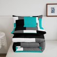 thumbnail image 5 of Homewish Teal Minimalism Square Full Size Comforter Sets,Classic Abstract Geometric Bedding Comforter Set,Black Reversible,3pcs,1 Comforter and 2 Pillowcases, 5 of 7
