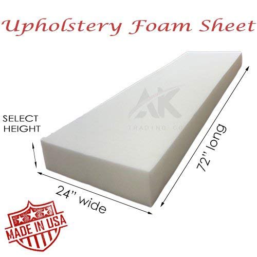 AK Trading 5" x 24" x 72" Seat Foam Cushion Replacement Medium Density