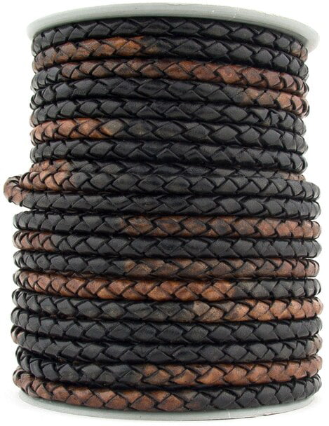 4mm Brown Bolo Braided Leather Cord Necklace 1 yard 