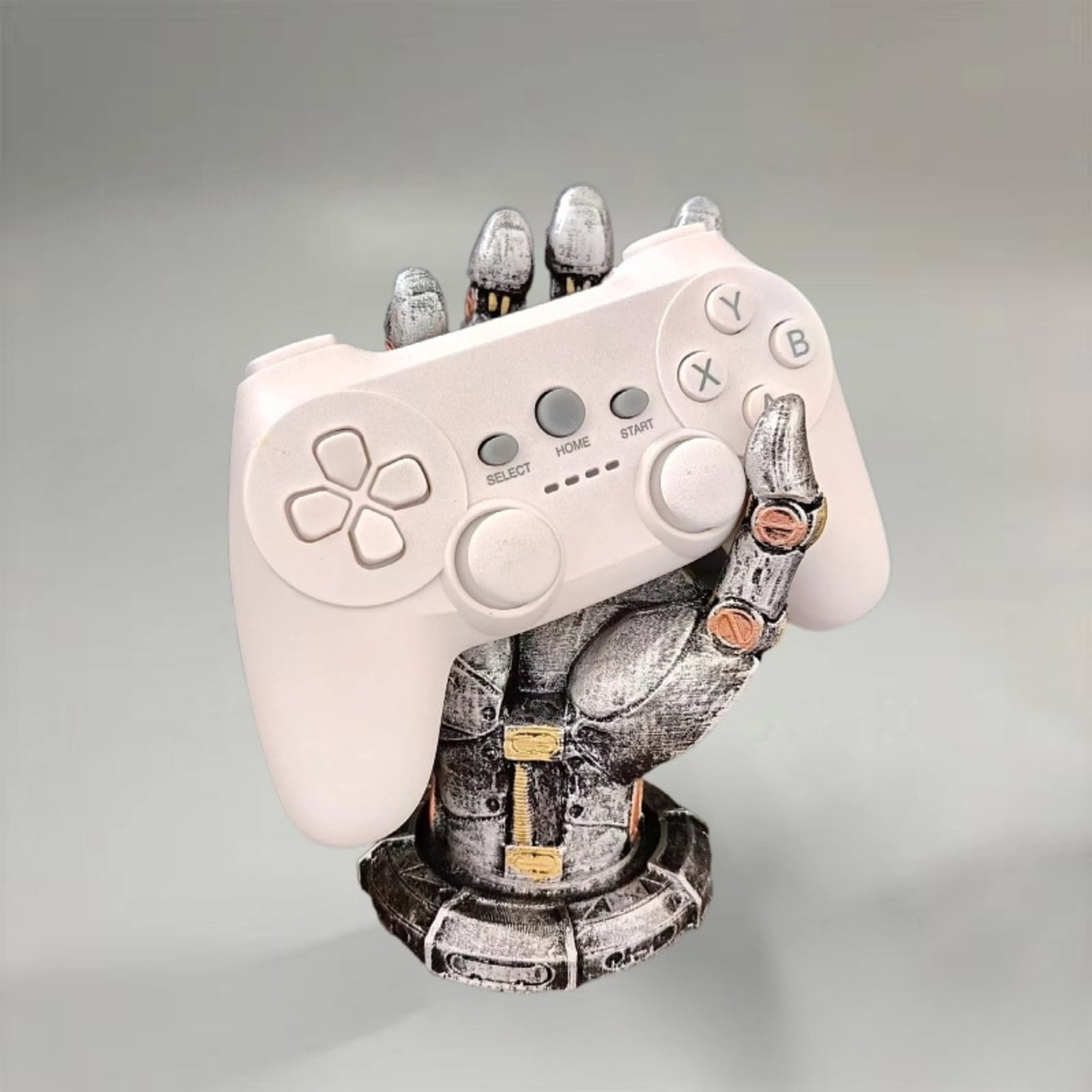 Cyberpunk Mechanical Hand Resin Figurine, Steampunk Robot Hand Decor, Gaming Controller Stand for Desk, Retro Tech Display Holder, Cool Gamer Room Ornament, Desktop Organizer Gift for Men