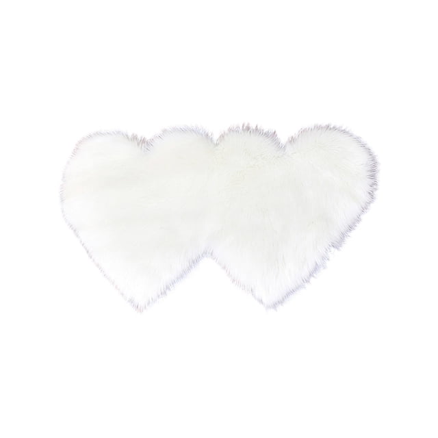 Heart Shaped Washable Polyester Rug For Bedroom And Living Room 27.55 in x 13.77 in Non Slip Backing