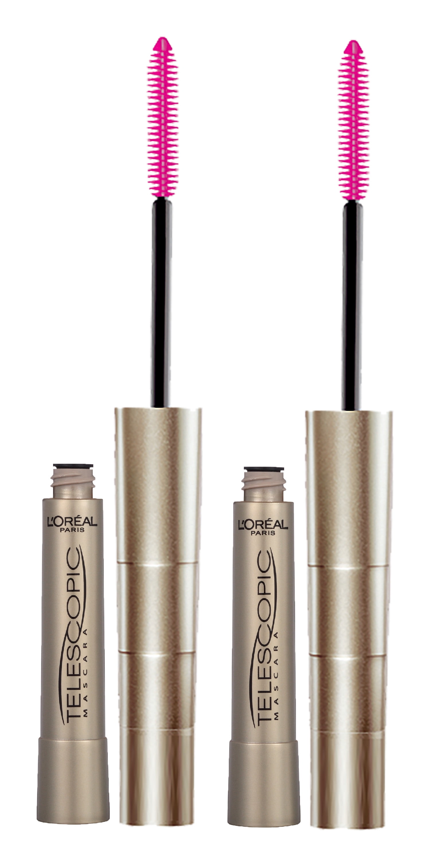 L'Oreal Paris Telescopic Original Washable Mascara, Blackest Black, 2 Pack