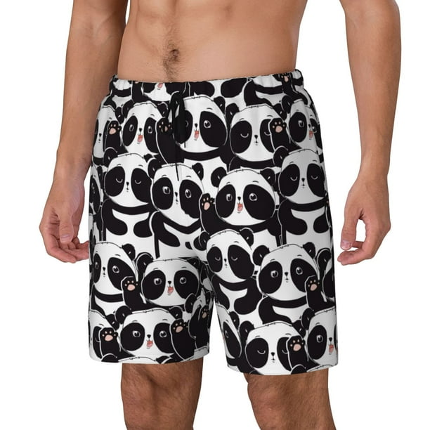 Balery Panda Bañador para hombre, shorts de playa de secado rápido con entrepierna y forro de compresión-Medium