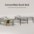 thumbnail image 5 of Twin over Twin Bunk Bed Frame, Convertible to 2 Separate Twin Beds, Metal Bed Frame with Removable Ladder & Guardrails, Space Saving Design (Black), 5 of 8