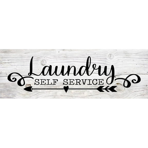 Laundry Self Service Chic White Farmhouse Wood Sign Wall Décor Gift 8x24 Wood Sign B3-08240028196