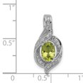 thumbnail image 2 of Sterling Silver Rhodium-Plated Diamond And Peridot Oval Pendant (22 X 10) Made In Thailand qp3052pe, 2 of 2