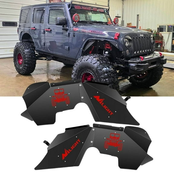 Nilight Front Inner Fender LinersWheel Cover Fit for 2007-2018 Wrangler JK JKU 4WD (4-Door/2-Door) Unlimited Bolt-on Style Fender Flares Splash Guards