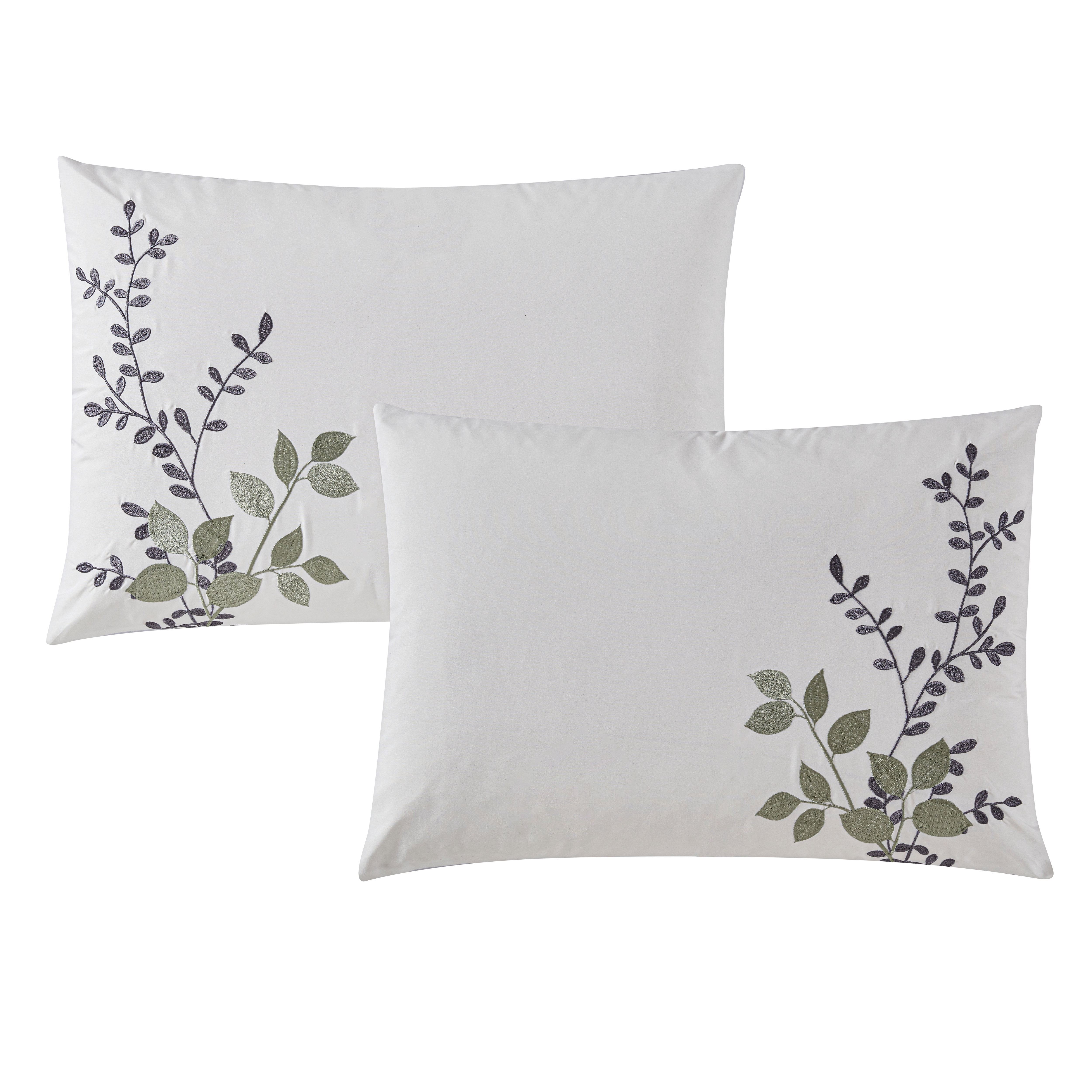 Hotel Style 14 Piece Bed-in-a-Bag Set, King, Sage, Vine Print with Embroidery, Polyfil