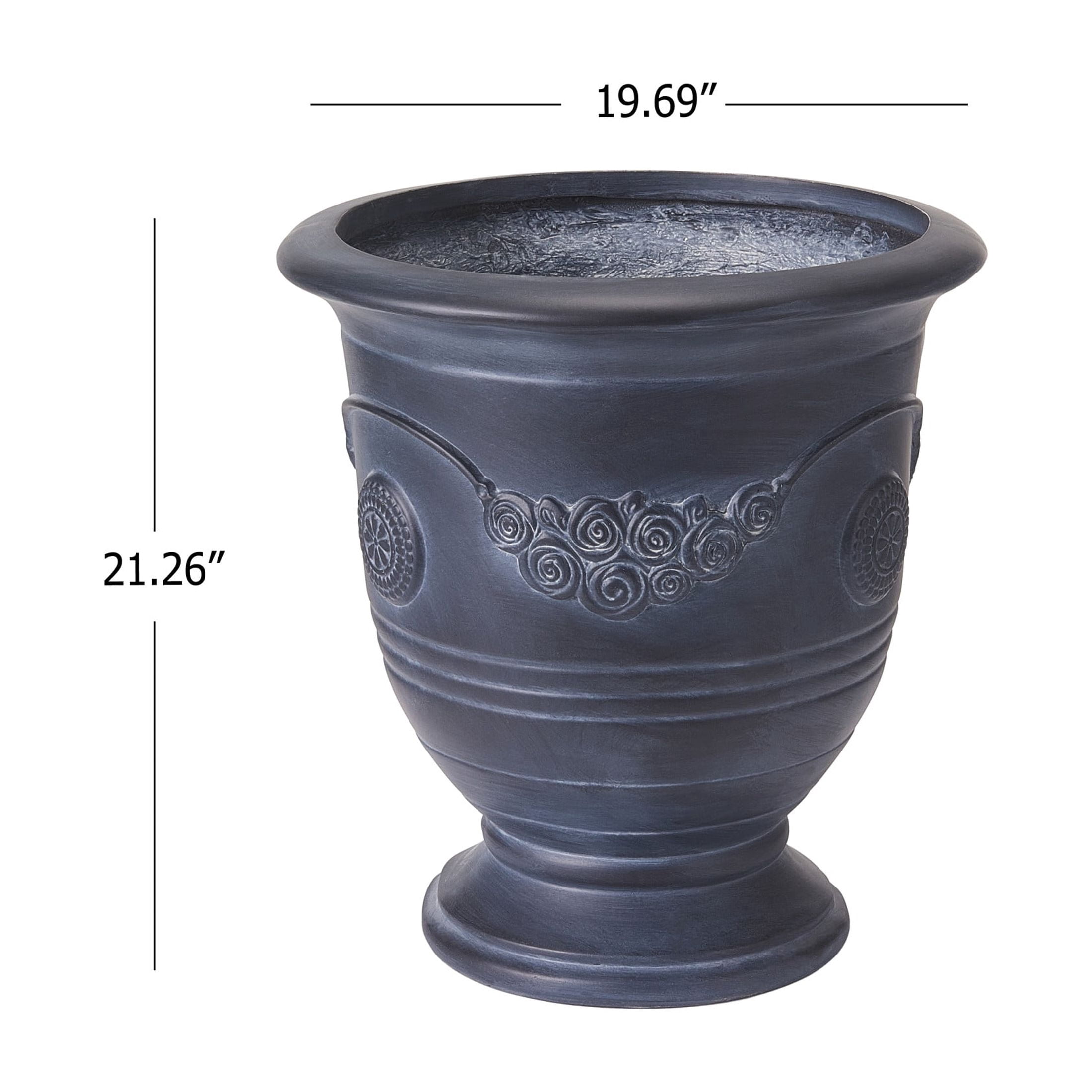 Christopher Knight Home 21.26"H Vintage MGO Outdoor Flower Urn Planter for Garden, Antique Black
