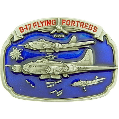 B-17 FLYING Fortress Belt Buckle Enamel Blue &