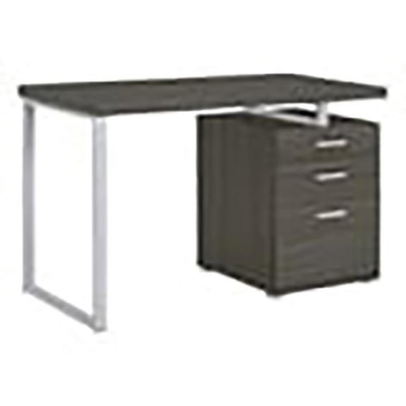 Allora 3-Drawer Contemporary Wood Office Desk in Weathered Gray/Silver