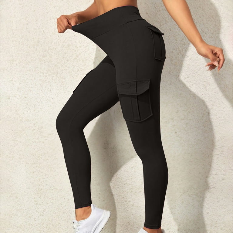 XFLWAM Butt Leggings with Pockets for Women High Waist Cargo Pants Work  Pants Gym Workout Leggings XS 