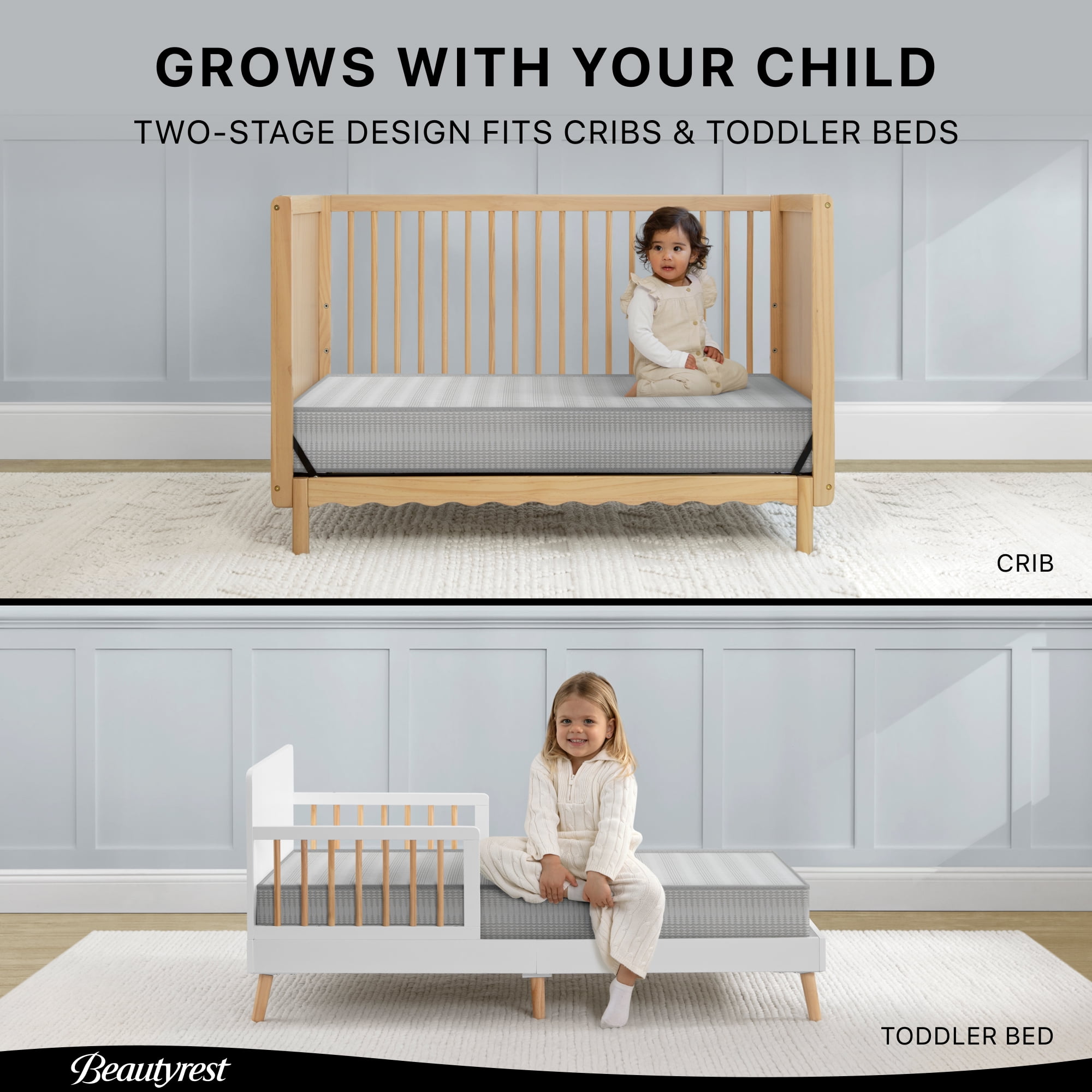 Beautyrest Silver Slumber Nights 2-Stage Antimicrobial Crib & Toddler Mattress, Soy Foam Core