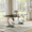 Silver Black Table, variant on 70" Rectangular Tempered Glass Dining Table with Double-G Stainless Steel Pedestal Base, Seats 4-6, Modern Kitchen & Dining Room Furniture