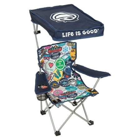 Life is Good 2 x 2 x 3 ft Orange Kids Quad Chair With Canopy