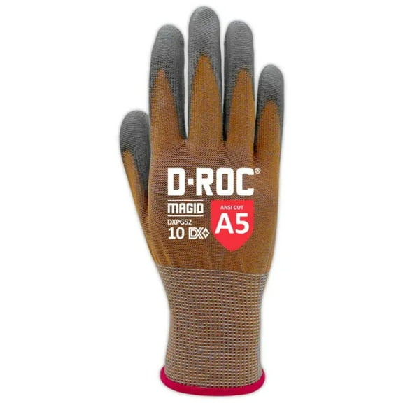 Magid® D-ROC® DX Technology® DXPG52 15-Gauge Polyurethane Palm Coated Coreless Touchscreen Glove - Cut Level A5 - Small / 7
