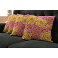 thumbnail image 5 of Ambesonne Floral Throw Pillow Cover 4 Pack, Funky Vibrant Flowers, 16", Yellow Pink Orange, 5 of 5