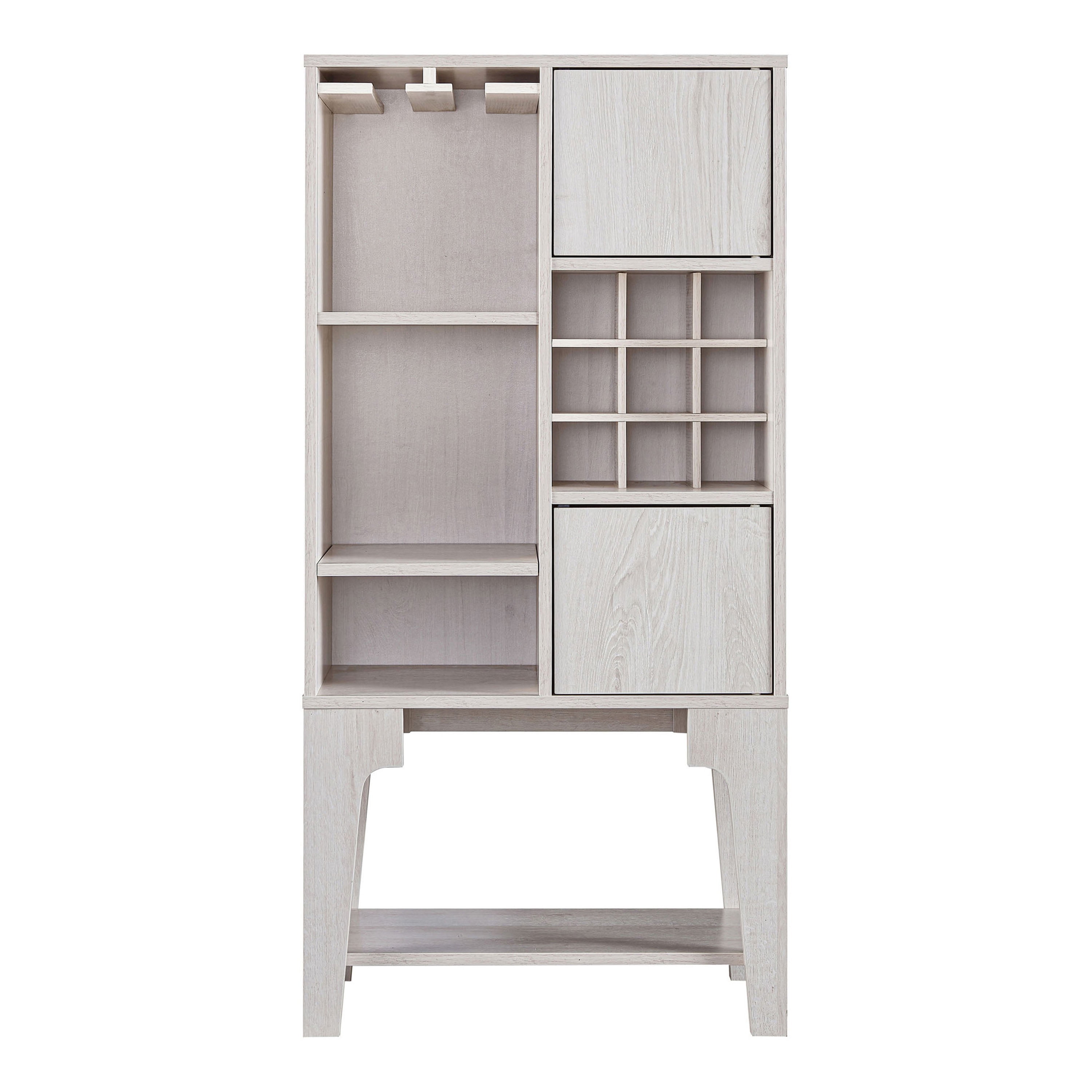 Furniture of America Morg 24"Width Wood 9-Bottle Wine Cabinet with Doors, White Oak