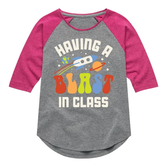 Instant Message - Having A Blast In Class - Toddler & Youth Girls Raglan Graphic T-Shirt