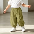 thumbnail image 2 of Curuila Kids Toddler Boys Summer Pants With Pocket Elastic Waistband Solid Color Loose Fit Lightweight Fashion Comfort Trousers Green Size 4-6 Years, 2 of 6