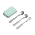 thumbnail image 3 of Juego de cubiertos para acampar, utensilios, tenedor de ensalada doblado, cuchara, juego de tenedor, vajilla para exteriores, cubiertos para barbacoa, Verde, 3 of 8