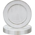 thumbnail image 1 of Juego de 12 platos redondos de 13 pulgadas, cargadores de placas blancas antiguas, cargador de plástico para platos de cena, cargadores de mesa con abalorio para bodas, fiestas, 1 of 14