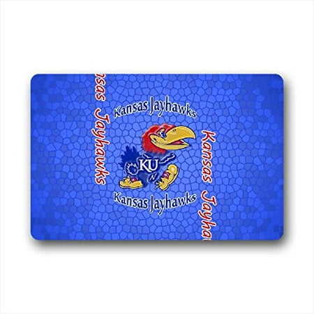 Kansas Jayhawks Mat - DEYOU Kansas Jayhawks Doormat Outdoor Indoor Floor Mats Non-Slip Bathroom Mats Size 23.6x15.7 Inch