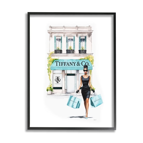 Stupell Industries Fashion Storefront Shopping Town & City Painting Black Framed Art Print Wall Art, 11 x 14