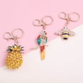thumbnail image 2 of Shop LC Set of 3 Multi Color Crystal Enamelled Parrot Pineapple Bee Keychain in Rosetone Lobster Claw Car Bike Key Ring for Women Holder Gifts Christmas Gifts, 2 of 7