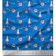 thumbnail image 1 of Soimoi Blue polyester Crepe Fabric Birthday Theme Party Printed Fabric 1 Yard 42 Inch Wide, 1 of 3
