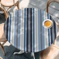 thumbnail image 2 of Blue Grey Striped Round Tablecloth, Fitted Table Cover with Elastic for 45"-54" Round Tables, Farmhouse Modern Stripes Art Table Cloth Outdoor Indoor Dinning Party Waterproof Tablecloths, 2 of 7