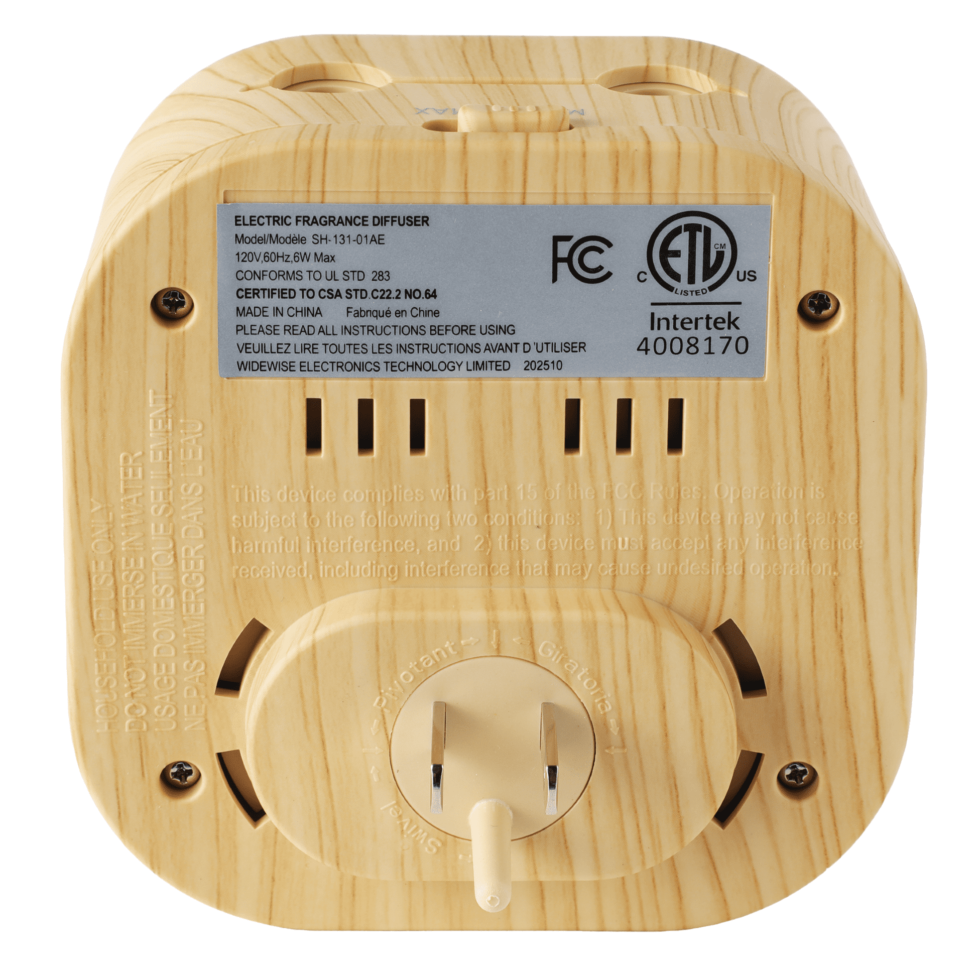 Allswell Dual Plug In Aroma Accent Fragrance Dispenser, Woodgrain