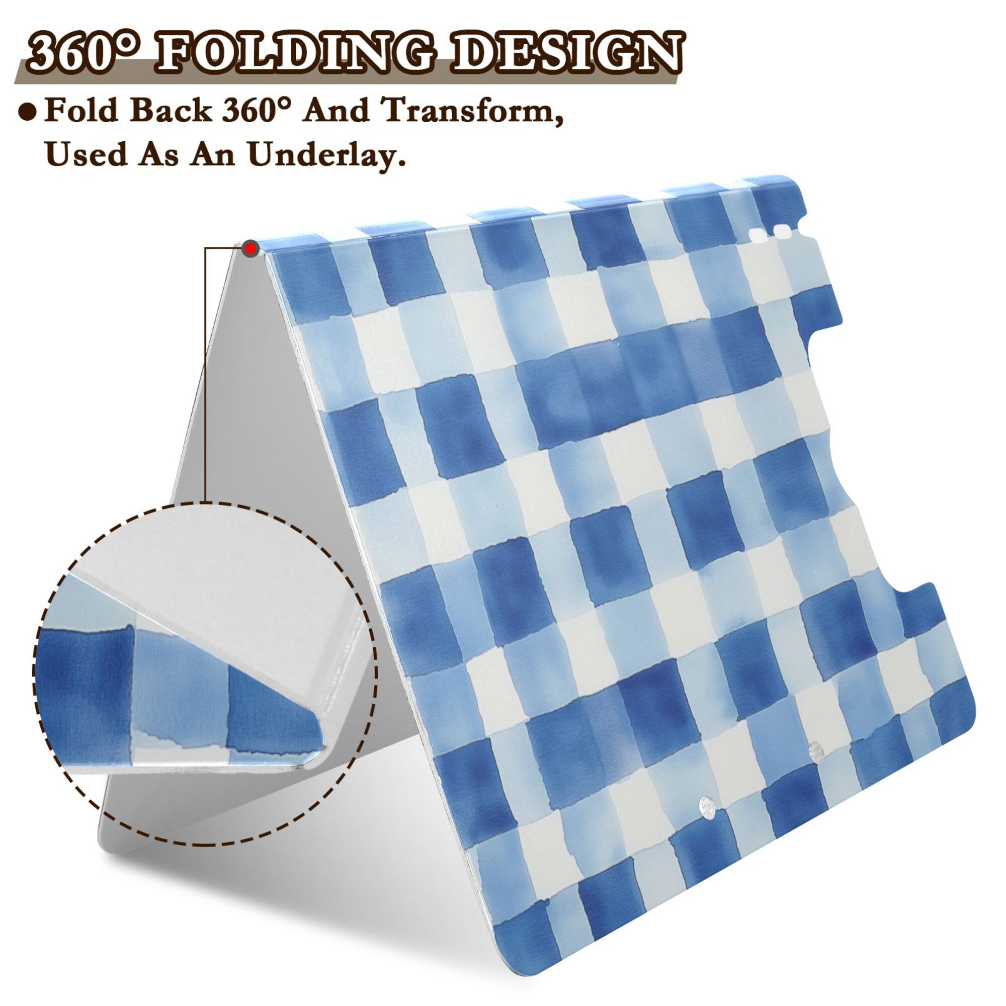 FORMRS A4 Clipboard Folder with Pen Holder Horizontal Foldable School Office Binder, Blue Plain