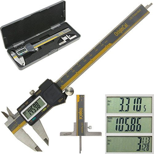 iGaging ABSOLUTE ORIGIN 0-6" Digital Electronic Caliper Inch/Metric / Fraction IP54 Protection Bonus: Depth Gauge Base