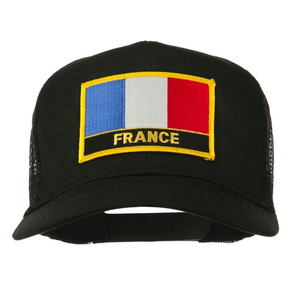 France Country Patched Mesh Back Cap - Black OSFM