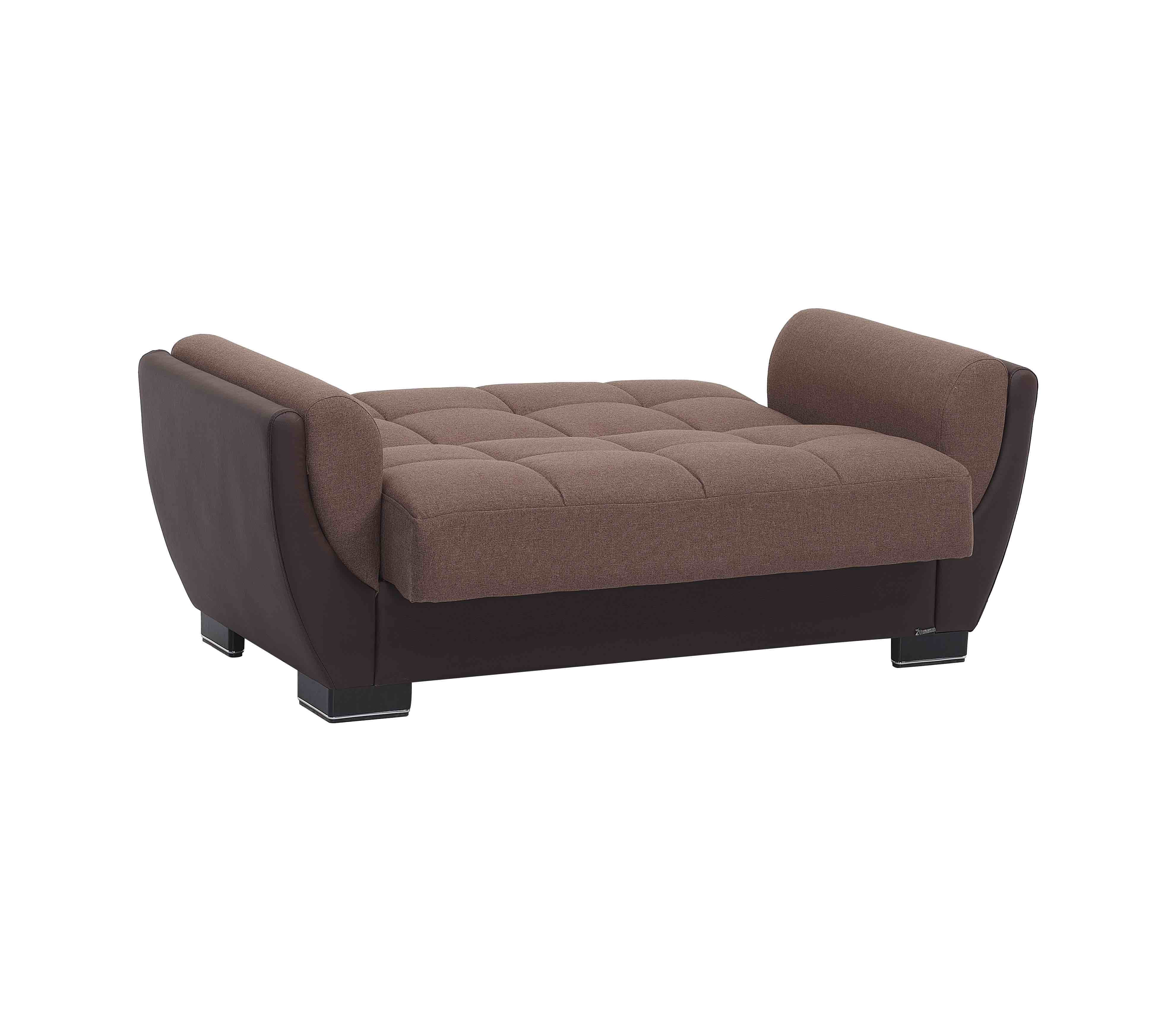 Ottomanson Convertible Sleeper Loveseat with Hidden Storage, Firm Seating, Brown